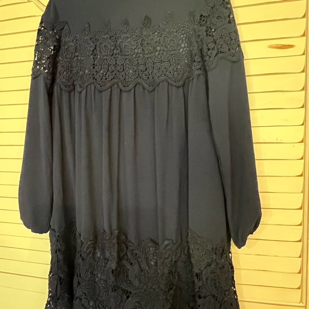 Fashion Union Blue Lace Dress Women’s Sz 6 Long Sleeved Navy Lined Dress - Picture 6 of 14